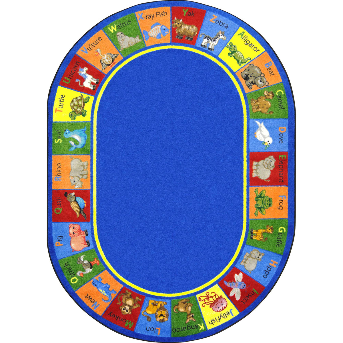 Joy Carpets Animal Phonics Rug, Multi, 5 '4 '' x 7 '8 '' Oval