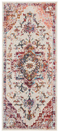SAFAVIEH Crystal Collection Accent Rug - 22 x 5, Light Blue & Burgundy, Boho Chic Design, Non-Shedding & Easy Care, Ideal for 