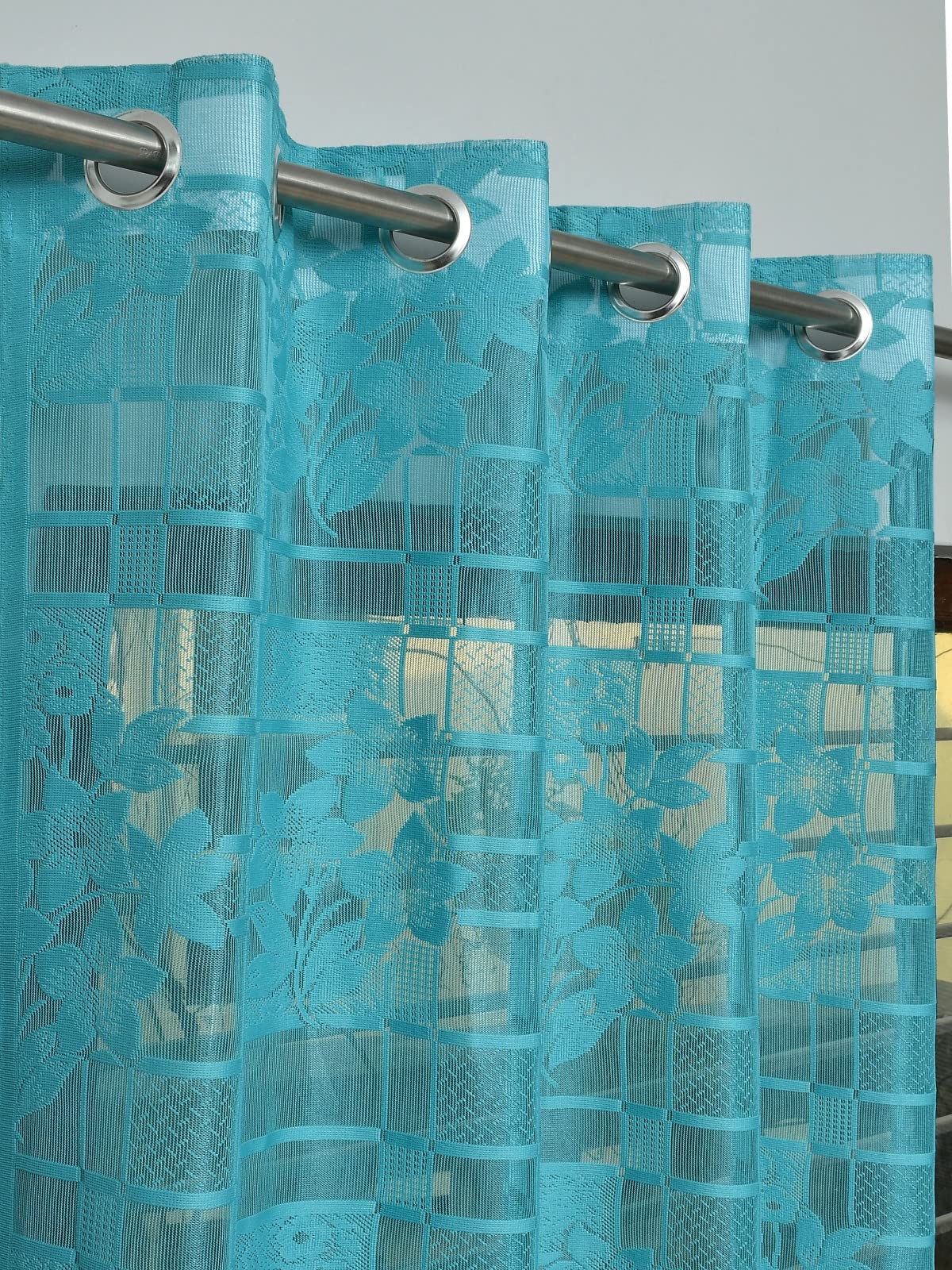 Rensum 5ft Window Curtains for Living Room, Long Lasting Eyelet Polyester Set of 2 Grommet Curtains for Bedroom, Home Washable F