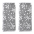 SKL Home Winter/Christmas Scattered Snowflakes Hand Towel 2pc Set for Bath/Kitchen/Bar & Gift, Gray