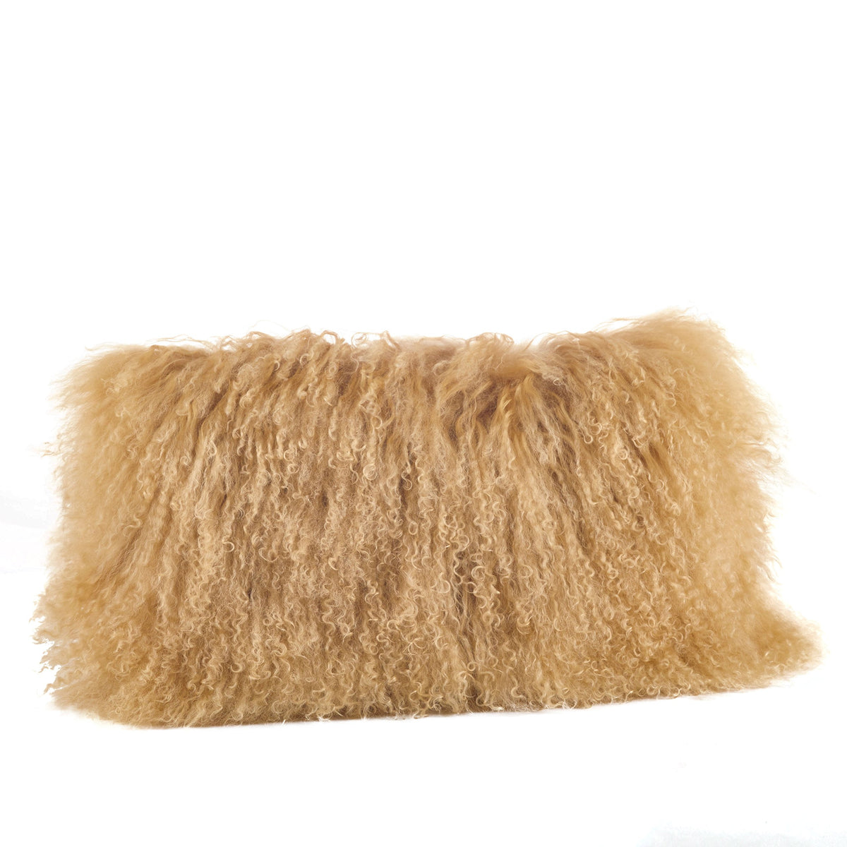Saro Lifestyle 100% Wool Mongolian Lamb Fur Throw Pillow With Poly Filling, 12' X 20', Gold