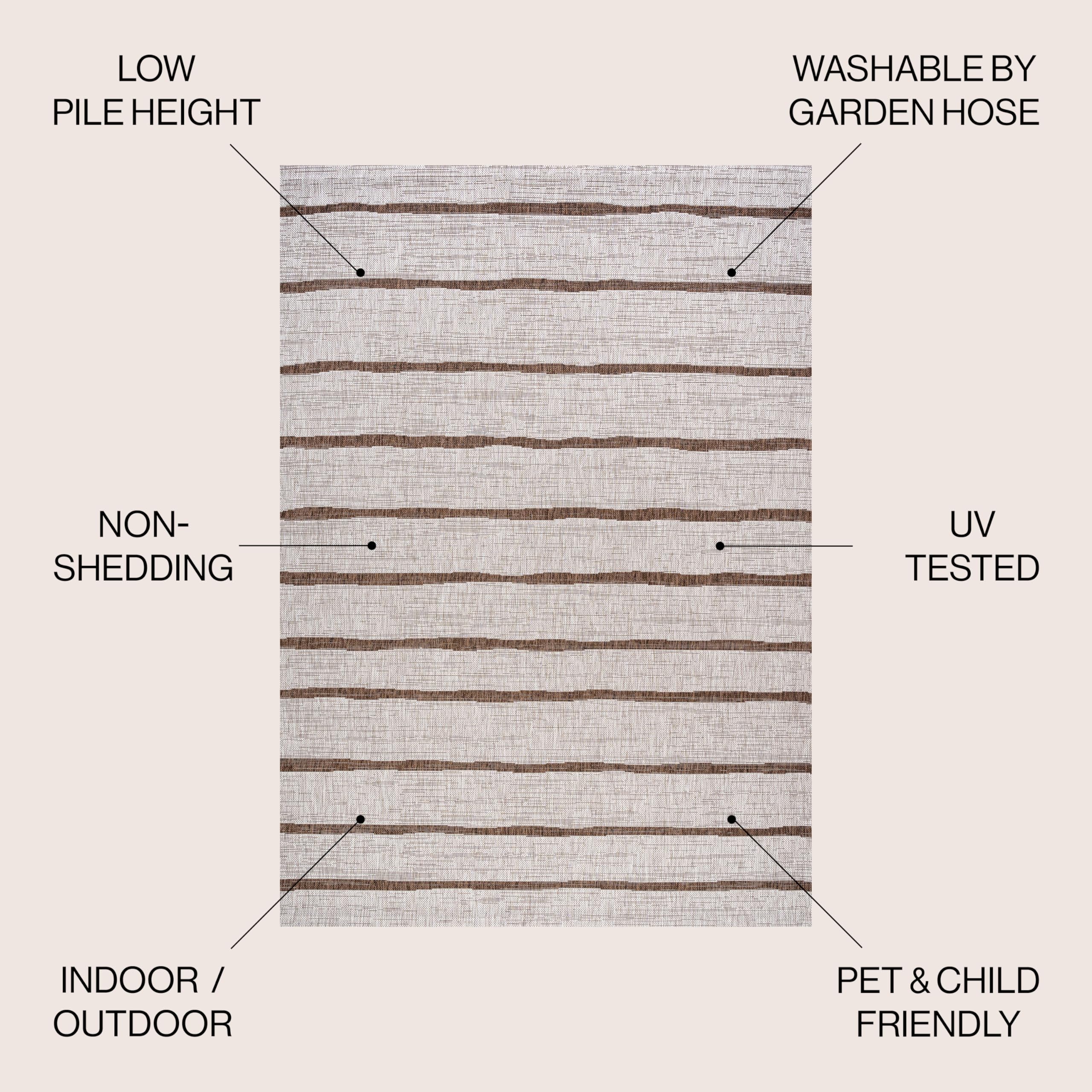 Jonathan Y Smb125A-4 Colonia Berber Stripe Indoor Outdoor Area-Rug Bohemian Contemporary Easy-Cleaning Bedroom Kitchen Backyard Patio Non Shedding, 4 X 6, Beige/Brown