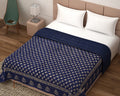 NAMASTE INDIA Cotton Latest Rajasthani Print Silver Lily Floral Jaipuri Single Bed Quilt Razai Dohar ACBlanket  Blue, 55x85