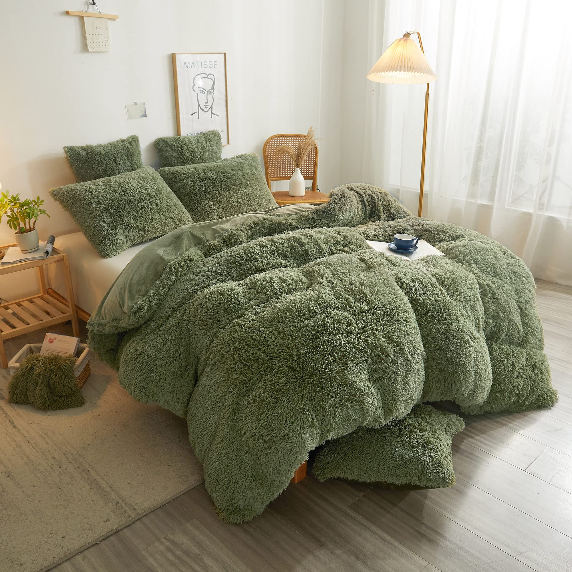 Xege Cozy Plush Shaggy Duvet Cover, Luxury Soft Fluffy Furry Solid Color Comforter Cover, 1 Pc Bedding For Girls Women Bedroom (