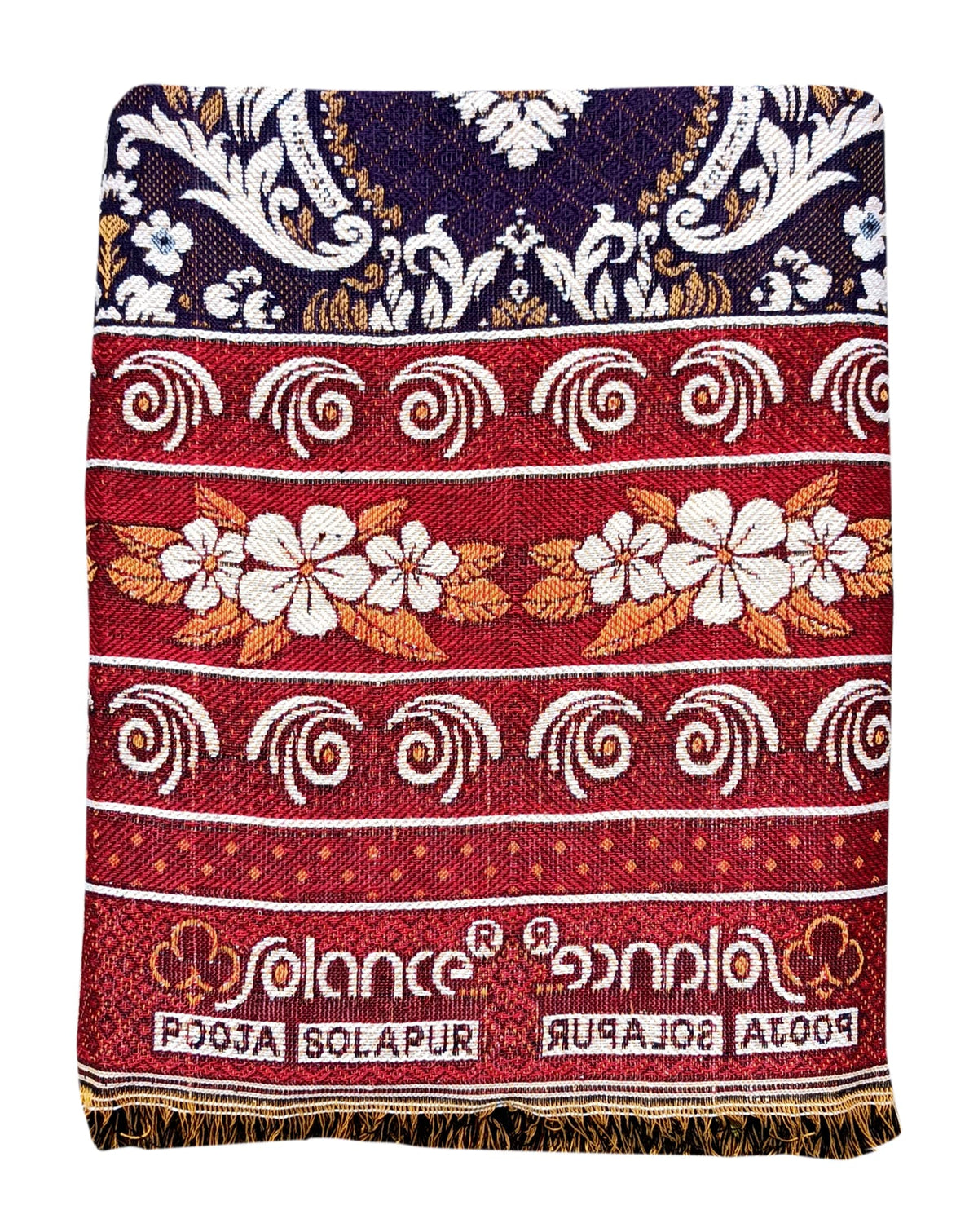 Solance by Mandhania Solapur Chaddar Cotton Blanket, Bed Sheet Single Bed Full Size Pack of 1 (PCSS1012)