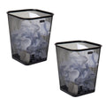 Mind Reader Mesh Trash Can, Waste Paper Basket, Square, Office, Metal Mesh, 9.75L x 9.75W x 12.25H, Set of 2, Black