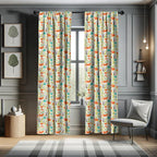 Ambesonne Cartoon Window Curtains, Wild Fox Wolf With Leaves Flowers And Leafless Trees Print, Lightweight Decorative Panels Set