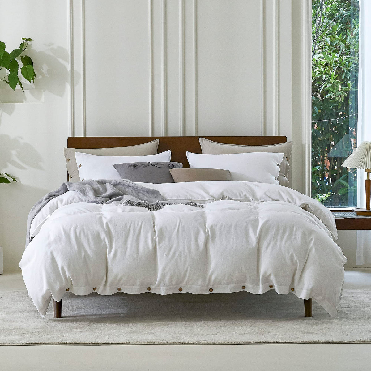 Everly 100% Pure Linen Duvet Cover Set California King Size 104X98Inch 3Pcs (1 Duvet Cover,2 Pillowcases) Soft And Breathable Fo