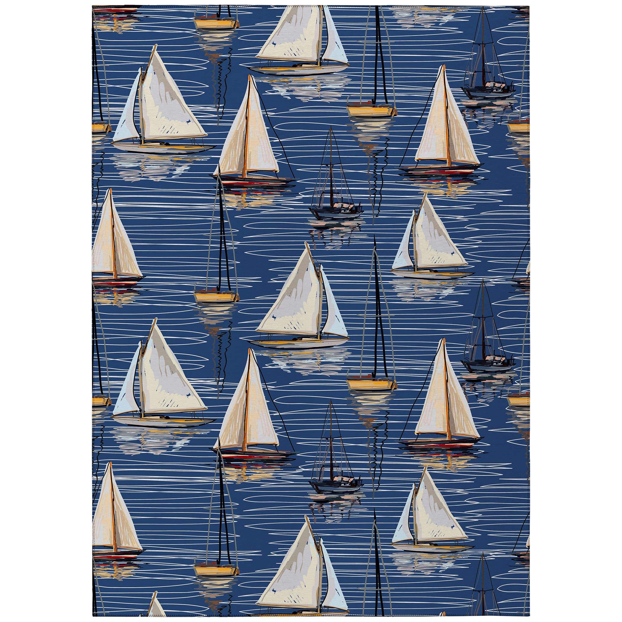Addison Rugs Harpswell Ahp38 Blue 5' X 7'6" Indoor Outdoor Rug, Easy Clean, Machine Washable, Non Shedding, Bedroom, Living Room, Dining Room, Kitchen, Patio Rug
