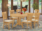 East West Furniture Vancouver 7 Piece Kitchen Set Consist of an Oval Table with Butterfly Leaf and 6 Linen Fabric Dining Room Chairs, 40x76 Inch, Oak