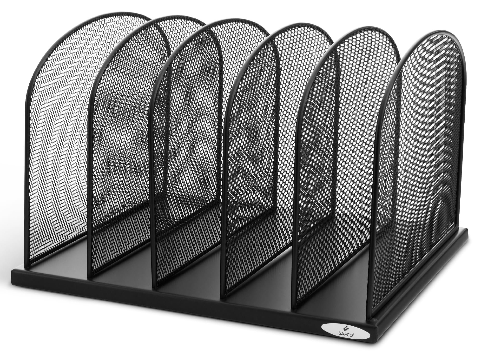Safco Onyx Mesh 5 Sort Vertical Desktop Organizer, Space-Saving, Paper And Accessory Organizer With Black Powder Coating, Perfec