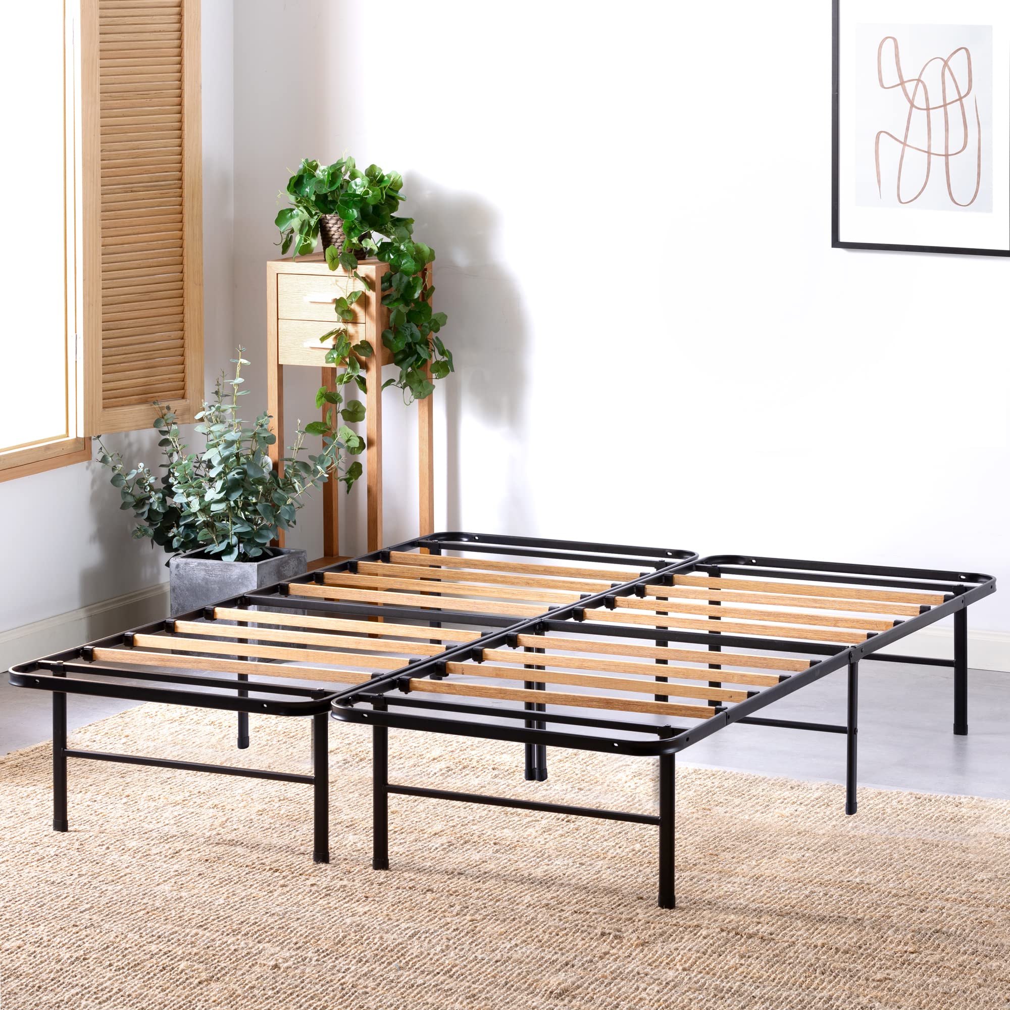 Zinus Smartbase Essential Mattress Foundation With Bamboo Slats, Metal Platform Bed Frame, Sustainable Bamboo Slat Support, No Box Spring Needed, Easy Assembly, King