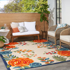 Nourison Aloha Indoor/Outdoor Multicolor 9' X 12' Area Rug, Easy-Cleaning, Non Shedding, Bed Room, Living Room, Dining Room, Kitchen (9X12)
