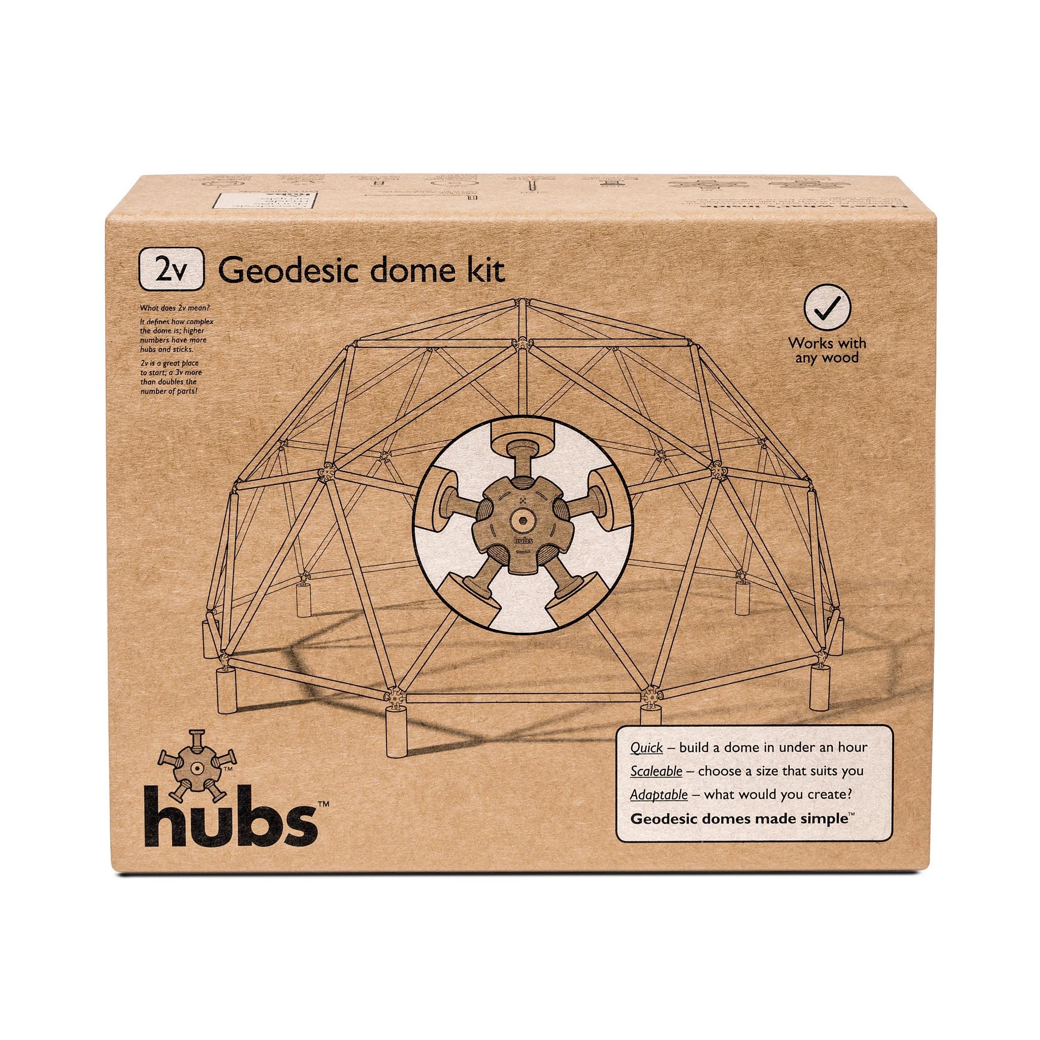 Hubs Geodesic Dome Kit - Scalable - Diy - Garden Building - Architecture - Buckminster Fuller - Arbour - Fruit Cage - 26Pcs