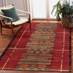 Liora Manne Marina Low Profile Durable Indoor/Outdoor Woven Rug- Tribal Stripe Red 7'10' X 9'10'