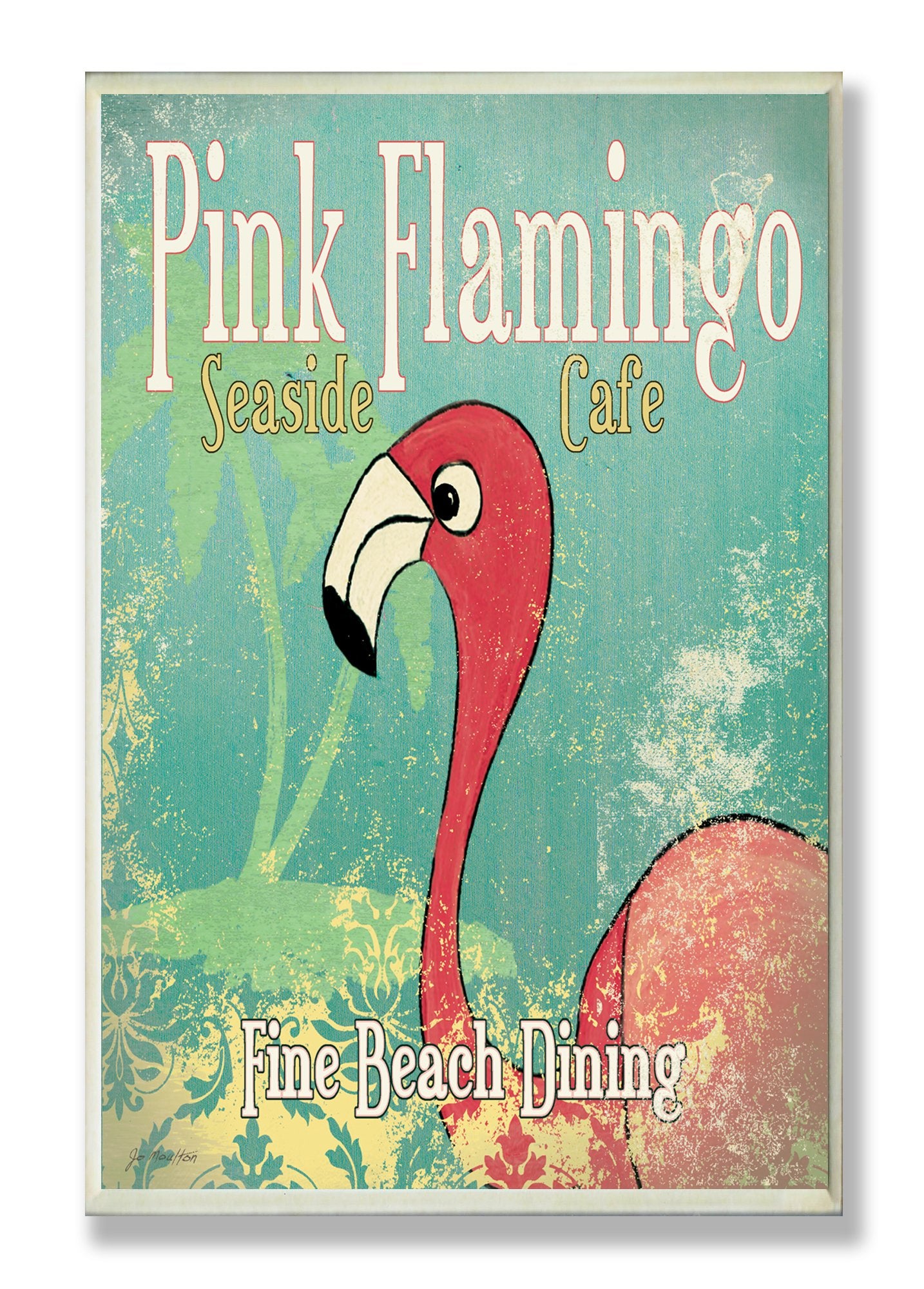 Stupell Home D  cor Pink Flamingo Cafe Wall Plaque, 10 x 0.5 x 15, Proudly Made in USA