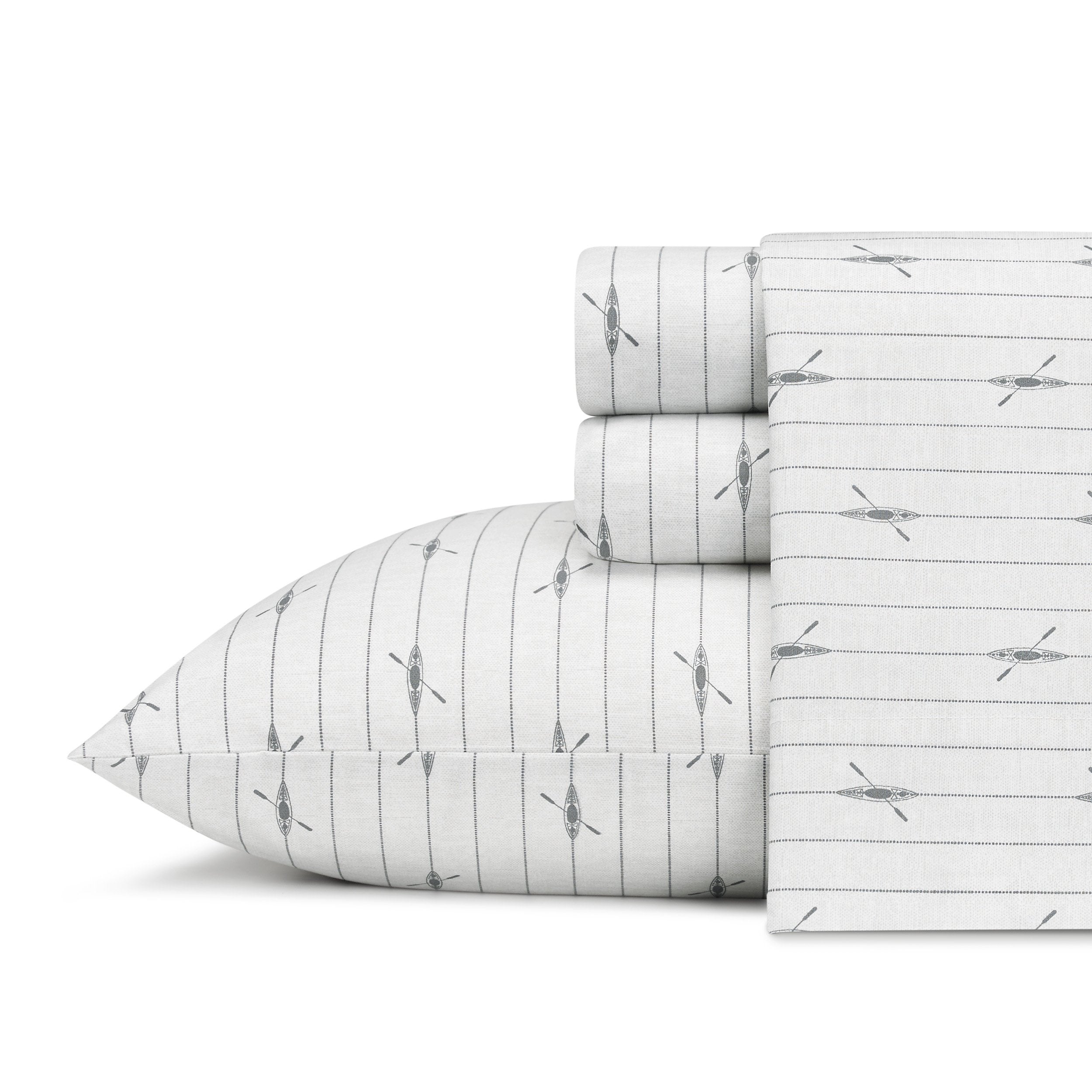 Eddie Bauer - Twin Sheets, Cotton Percale Bedding Set, Crisp & Cool Home Decor, Dorm Room Essentials (Downstream, Twin)