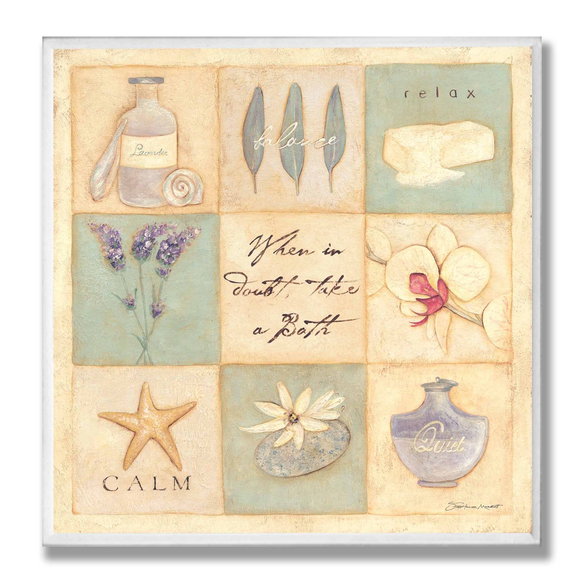 Stupell Home D  cor When In Doubt Take A Bath Patchwork Bathroom Wall Plaque, 12 x 0.5 x 12, Proudly Made in USA