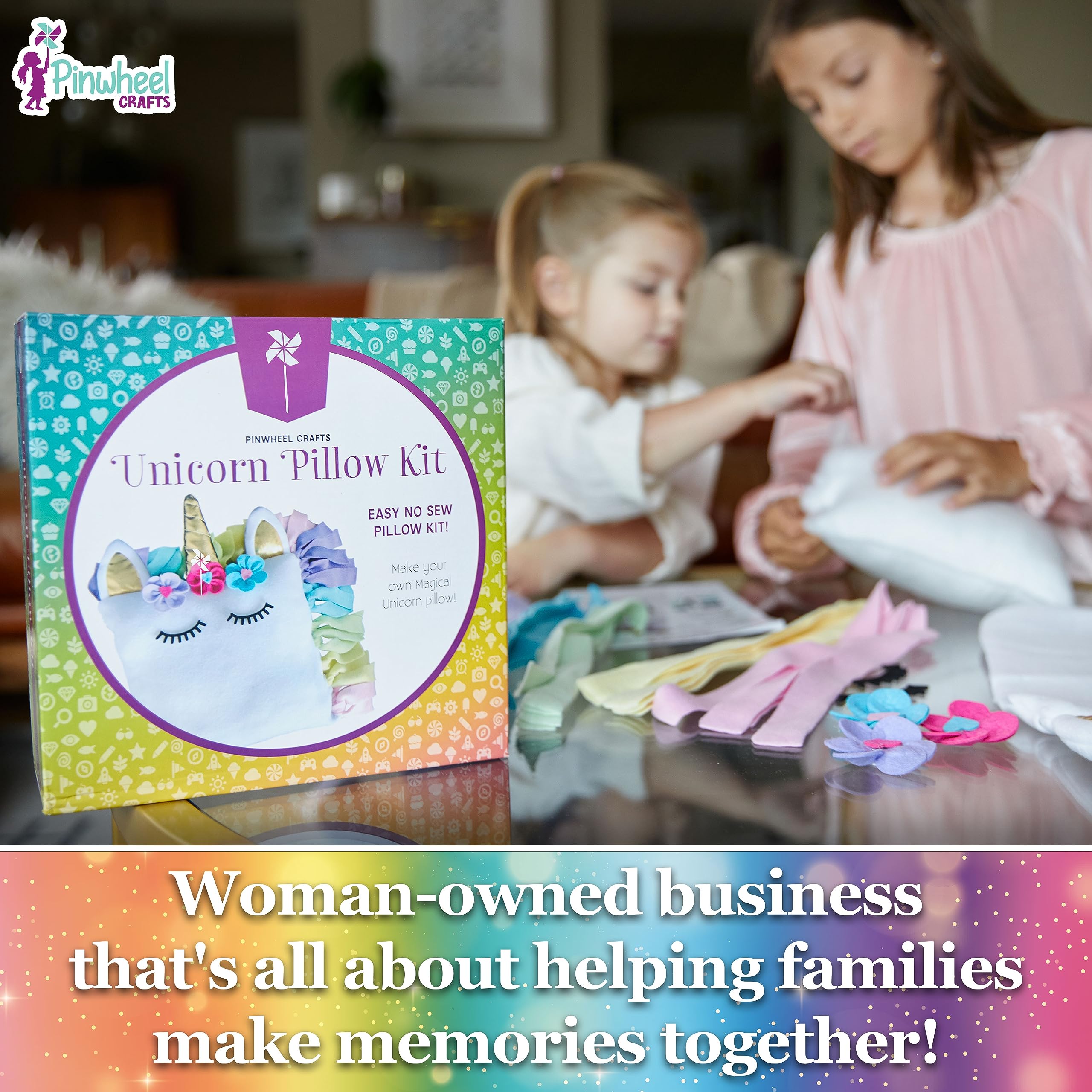 Unicorn Pillow Kit - No Sew Unicorn Craft Kit - Gifts For Girls, Arts And Crafts For Kids Ages 8-12 - Unicorn Toys For 6 Year Ol