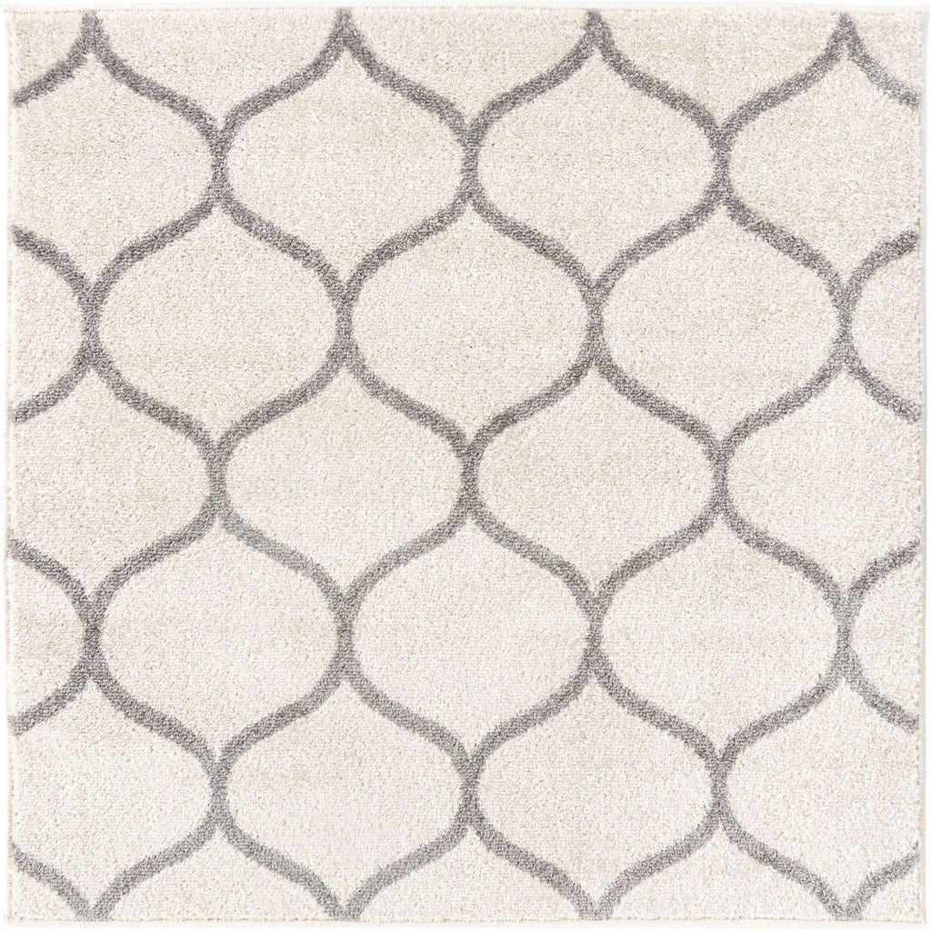 Unique Loom Trellis Frieze Collection Area Rug - Rounded (3' Square, Ivory/ Gray)