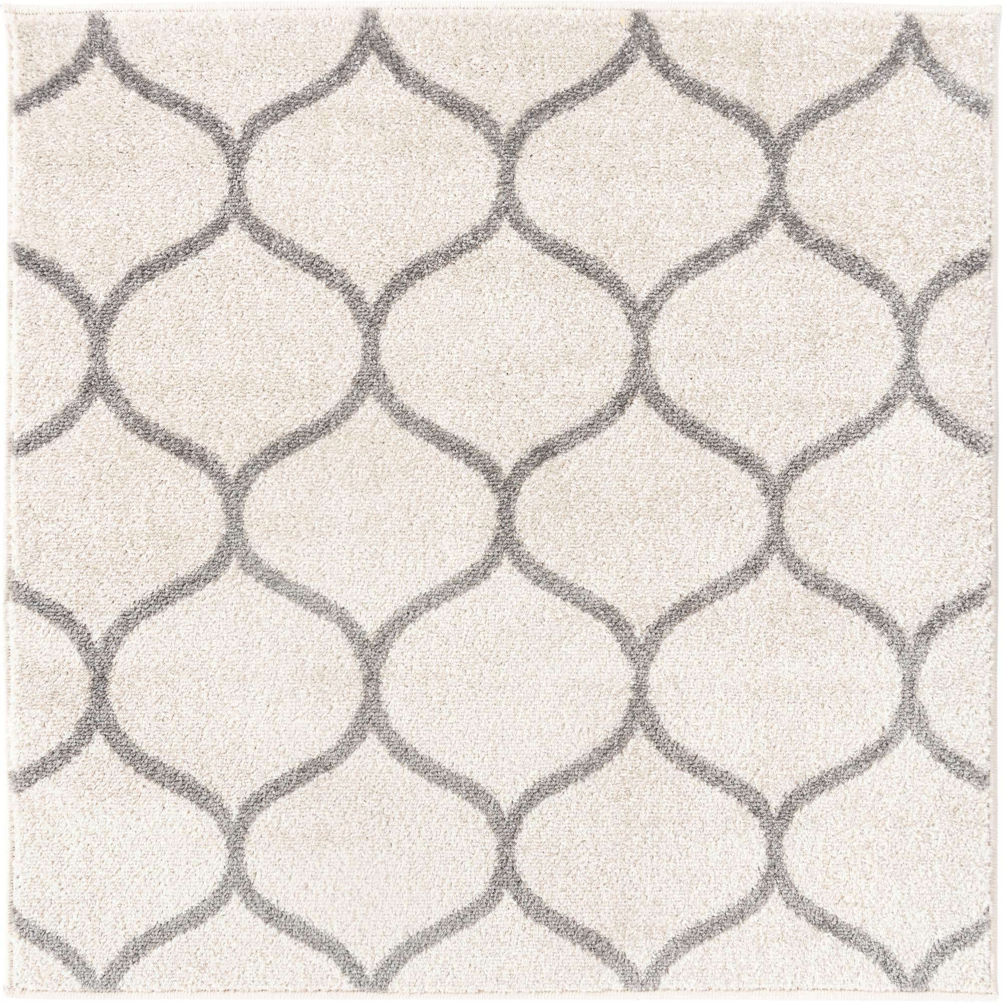 Unique Loom Trellis Frieze Collection Area Rug - Rounded (3' Square, Ivory/ Gray)