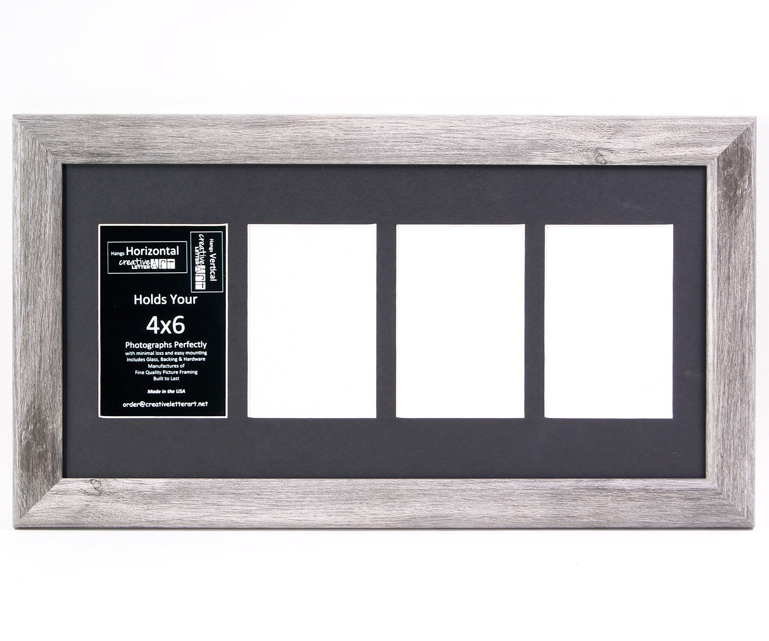Creative Letter Art 4    x 6    Multiple Opening Picture Frame Collage with 4 holes, Hamptons Driftwood Grey Frame with 10 x 20-