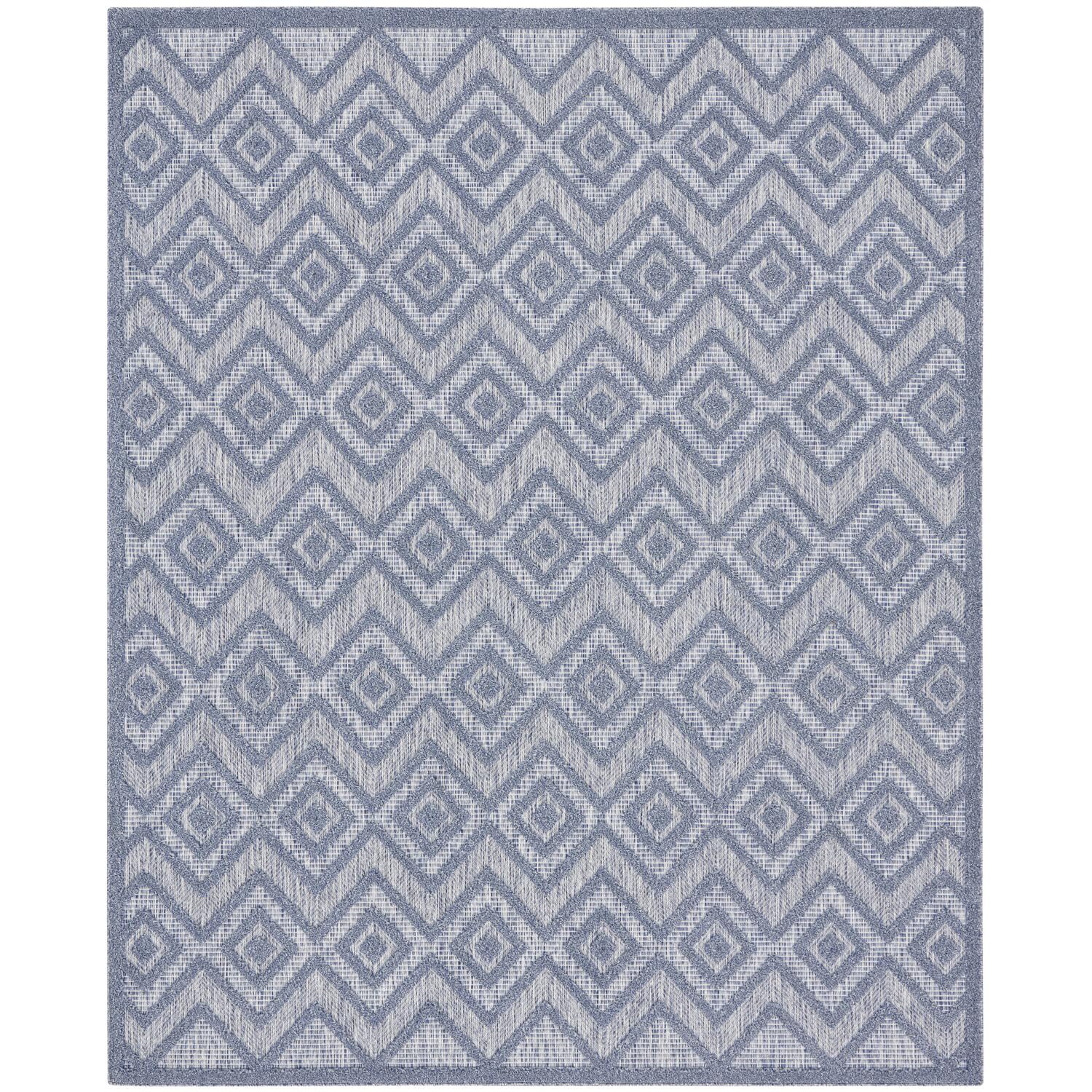 Nourison Versatile Indoor/Outdoor Denim Blue 7' X 10' Area Rug, Easy Cleaning, Non Shedding, Bed Room, Living Room, Dining Room, Deck, Backyard, Patio, High Traffic Area (7X10)