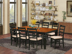 East West Furniture LGPF9-BCH-C 9 Piece Dining Table Set Includes a Rectangle Dining Room Table with Butterfly Leaf and 8 Linen Fabric Upholstered Chairs, 42x84 Inch, Black & Cherry