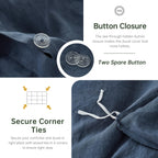 Simple&Opulence 100% Linen Duvet Cover Set, 3 Pcs Pure Natural French Flax Classic Blue Duvet Cover Queen Size, Breathable Soft