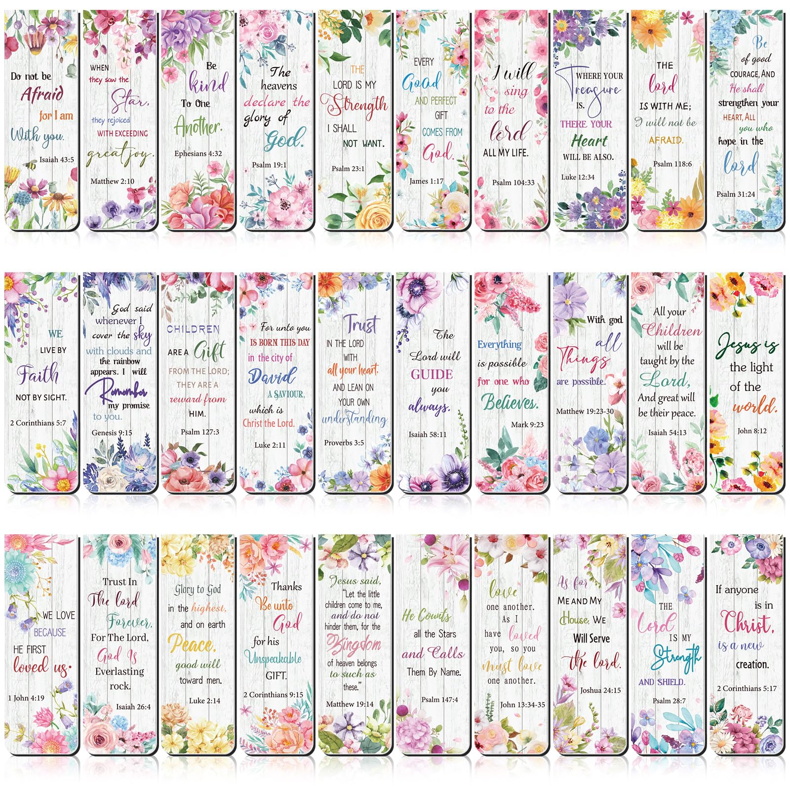 Chinco 30 Pcs Christian Bookmarks Magnetic Bible Verse Bookmarks Religious Scripture Inspirational Church Supplies Motivational