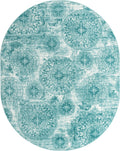 Unique Loom Sofia Collection Area Rug - Grand (7 10 x 10 Oval, Turquoise/ Ivory)