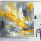 Ambesonne Yellow Shower Curtain, Modern Abstract Composition Of Contemporary Brush Stroke Print Surreal, Cloth Fabric Bathroom D