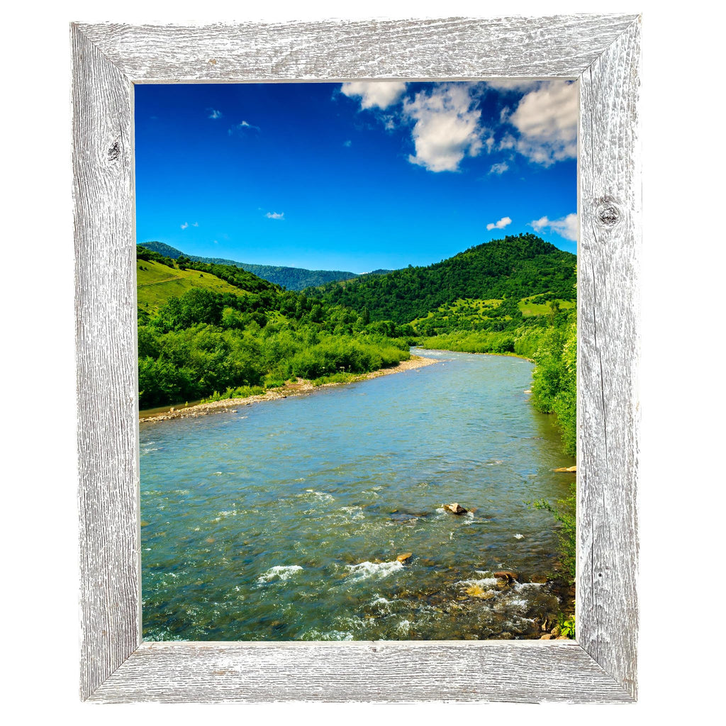 Barnwoodusa | Farmhouse 20X24 Picture Frame | 1 1/2 Inch Molding | 100% Reclaimed Wood | Rustic | White Wash