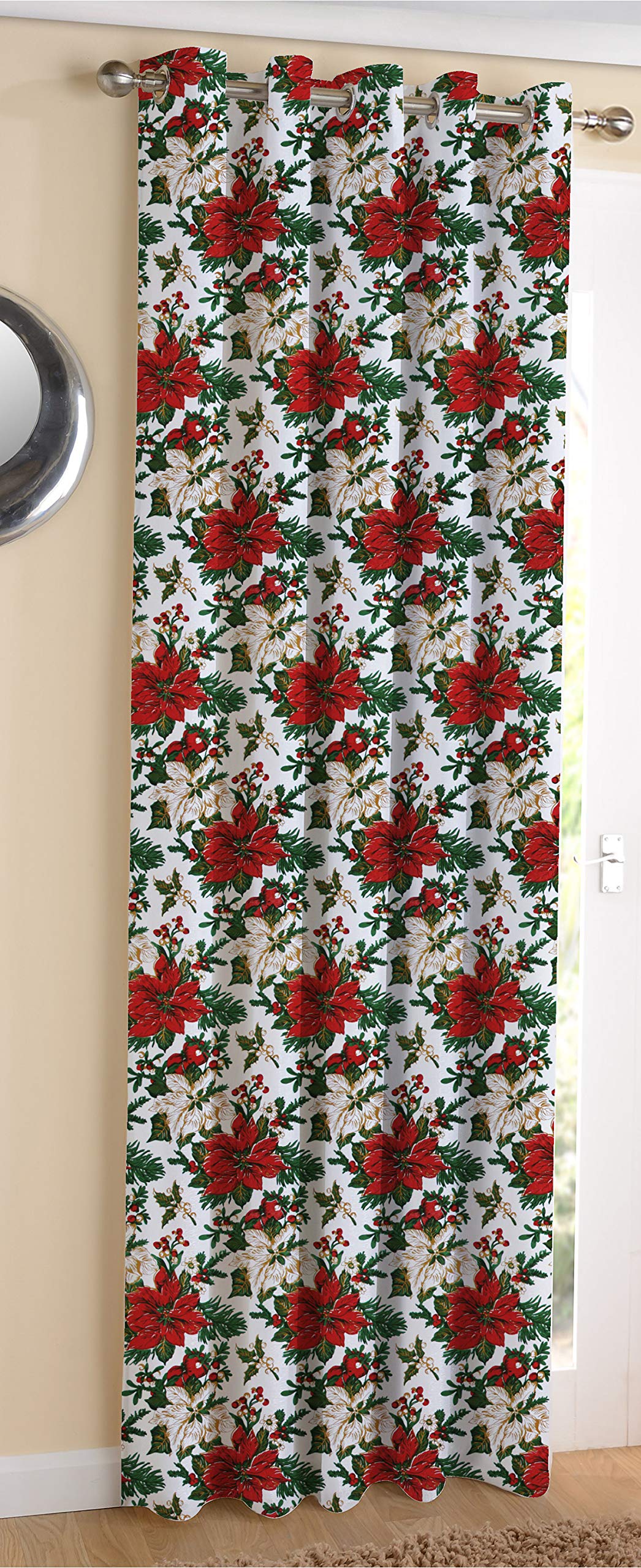 AIRWILL  Cotton Blackout and Room Darkening 9ft Long Door Curtains Pack of 1 pc. (Floral  Maroon,Green)