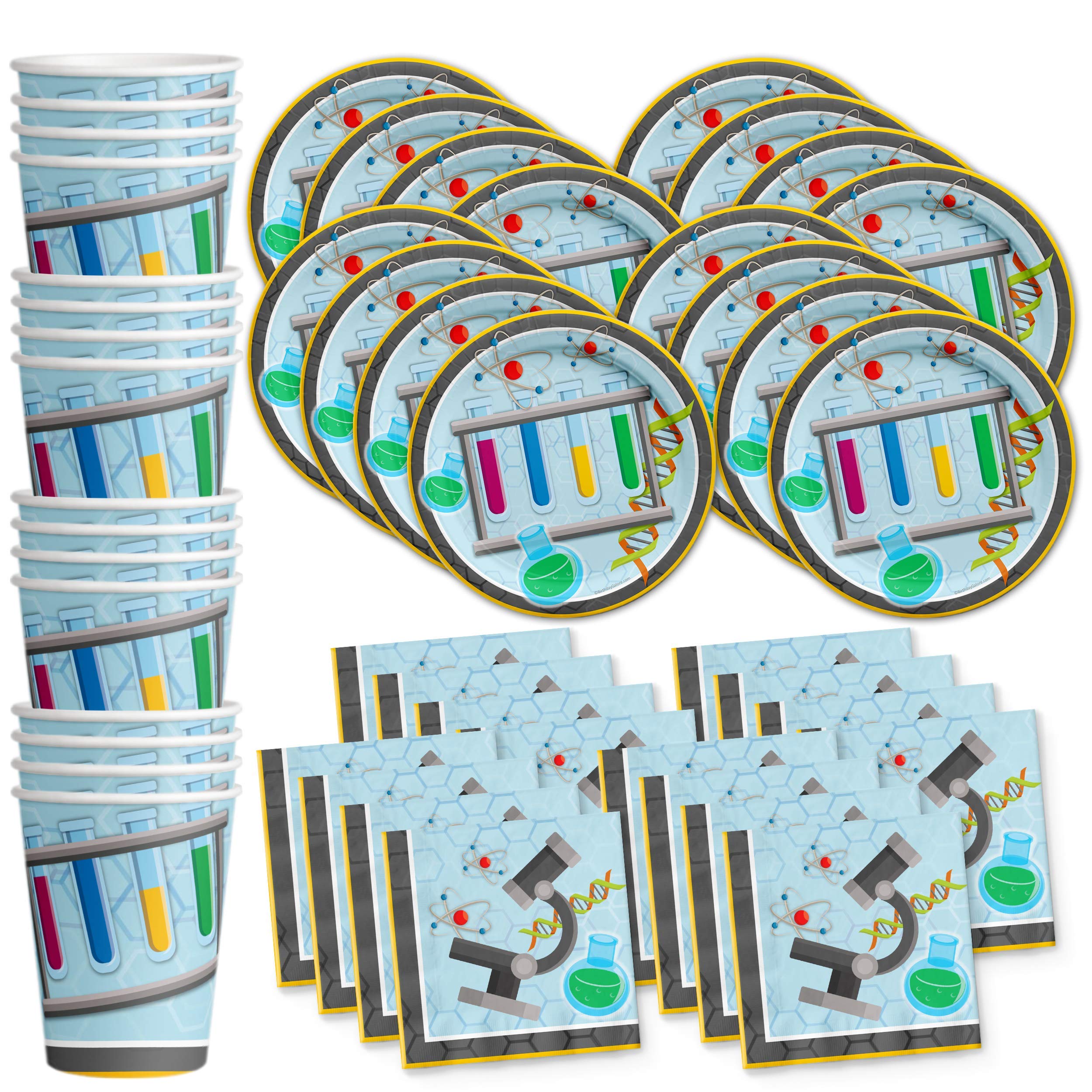 Super Science Birthday Party Supplies Set Plates Napkins Cups Tableware Kit for 16