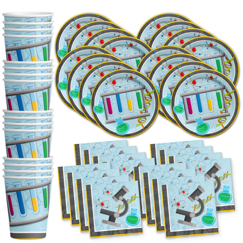 Super Science Birthday Party Supplies Set Plates Napkins Cups Tableware Kit for 16