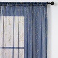 Deeprove Sheer Curtains 96 Inch Length 2 Panels Set, Tree Branch Gold Foil Print Metallic For Bedroom Abstract Christmas Decor,