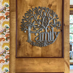 Family Wall Hanging Sign, Tree Of Life Decor, Indoor Outdoor Home Decorations, Handmade In Haiti 17.5 X 17.5 Inches