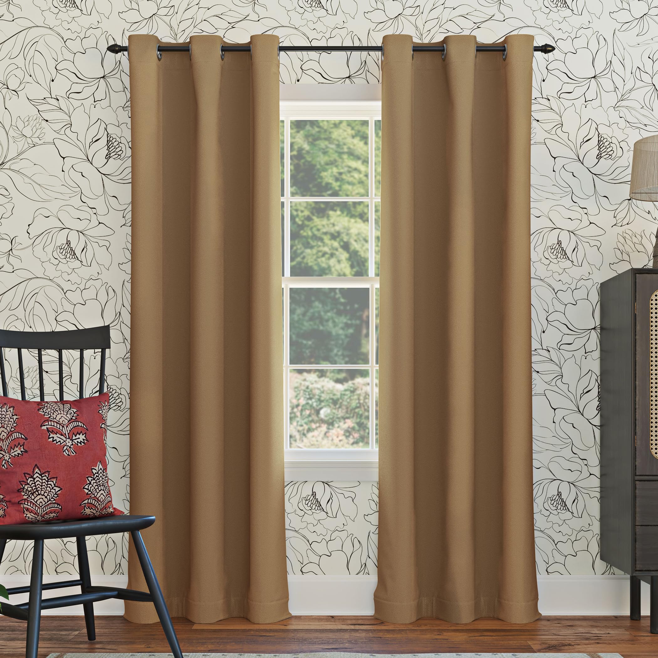 Sun Zero Easton Energy Saving Blackout Grommet Curtain Panel, 40 x 108, Taupe