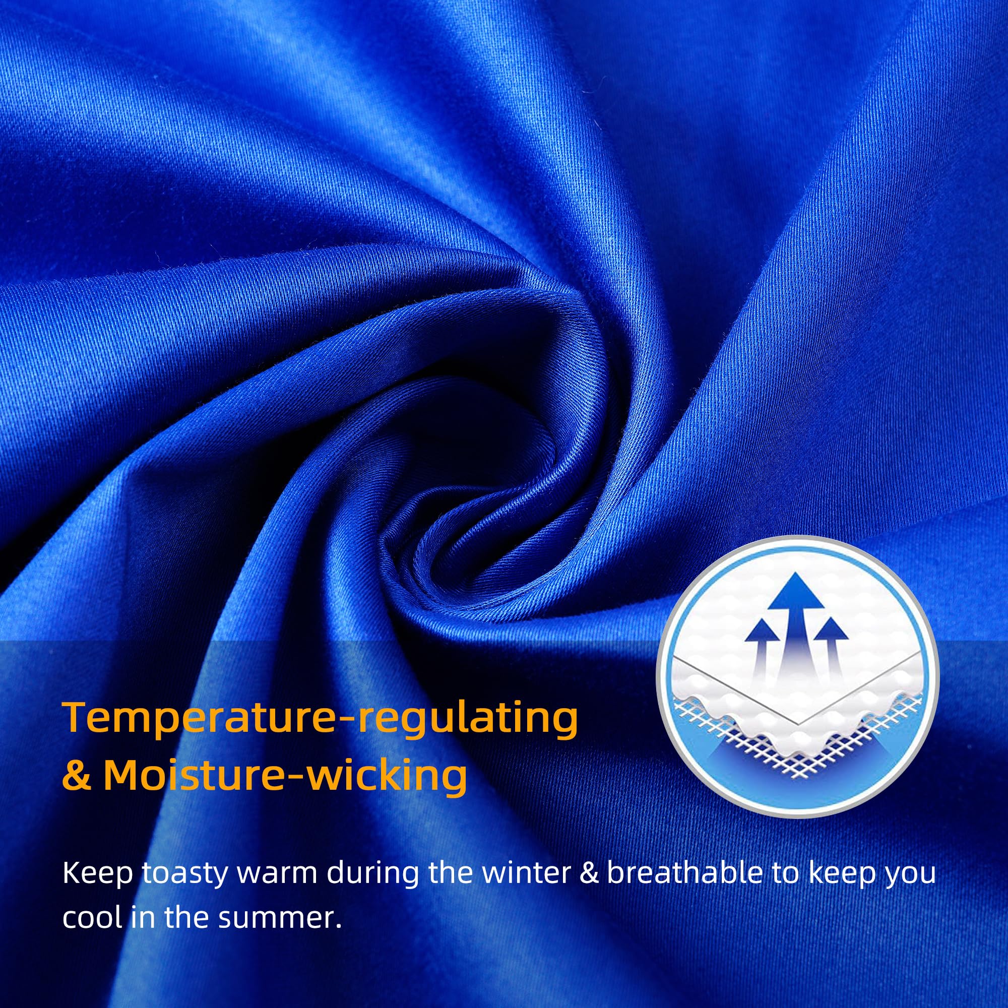 400 Thread Count Cotton Pillow Case Queen With Zipper, 30' L X 20' W, Cotton Pillow Protectors Cover- Set Of 2 - Royal Blue - Pillows Not Included