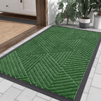 Smiry Front Door Mat Outside Entrance, Heavy Duty Natural Rubber Mat, Sturdy Trap Dirt And Moisture Indoor Outdoor Door Mat, Easy Clean Low Profile Doormat Outdoor Entrance, 36X24 Inch, Green