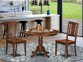 East West Furniture HLDU3-MAH-W 3 Piece Dining Set Contains a Round Dining Room Table with Pedestal and 2 Kitchen Chairs, 42x42 Inch, Mahogany