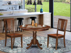 East West Furniture HLDU3-MAH-W 3 Piece Dining Set Contains a Round Dining Room Table with Pedestal and 2 Kitchen Chairs, 42x42 Inch, Mahogany