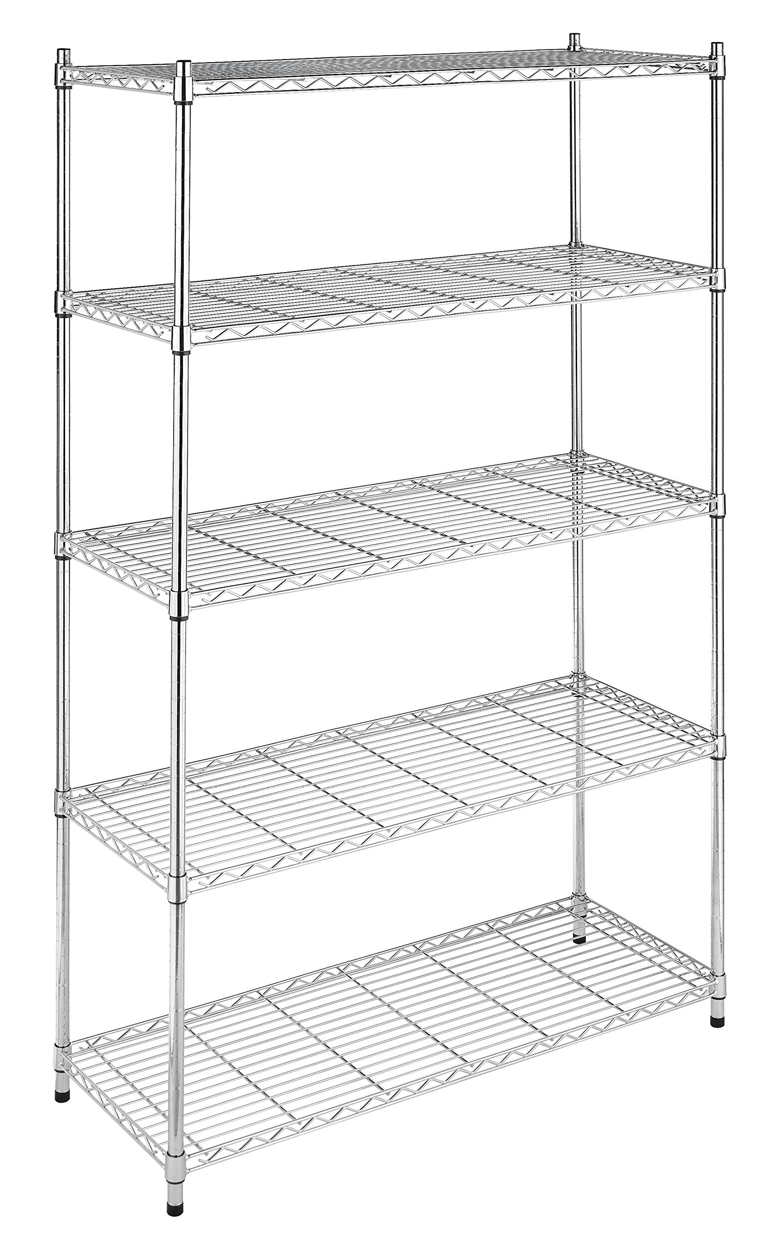 Whitmor Supreme 5 Tier Adjustable Shelving - 500 Pound Weight Capacity Per Shelf - Leveling Feet