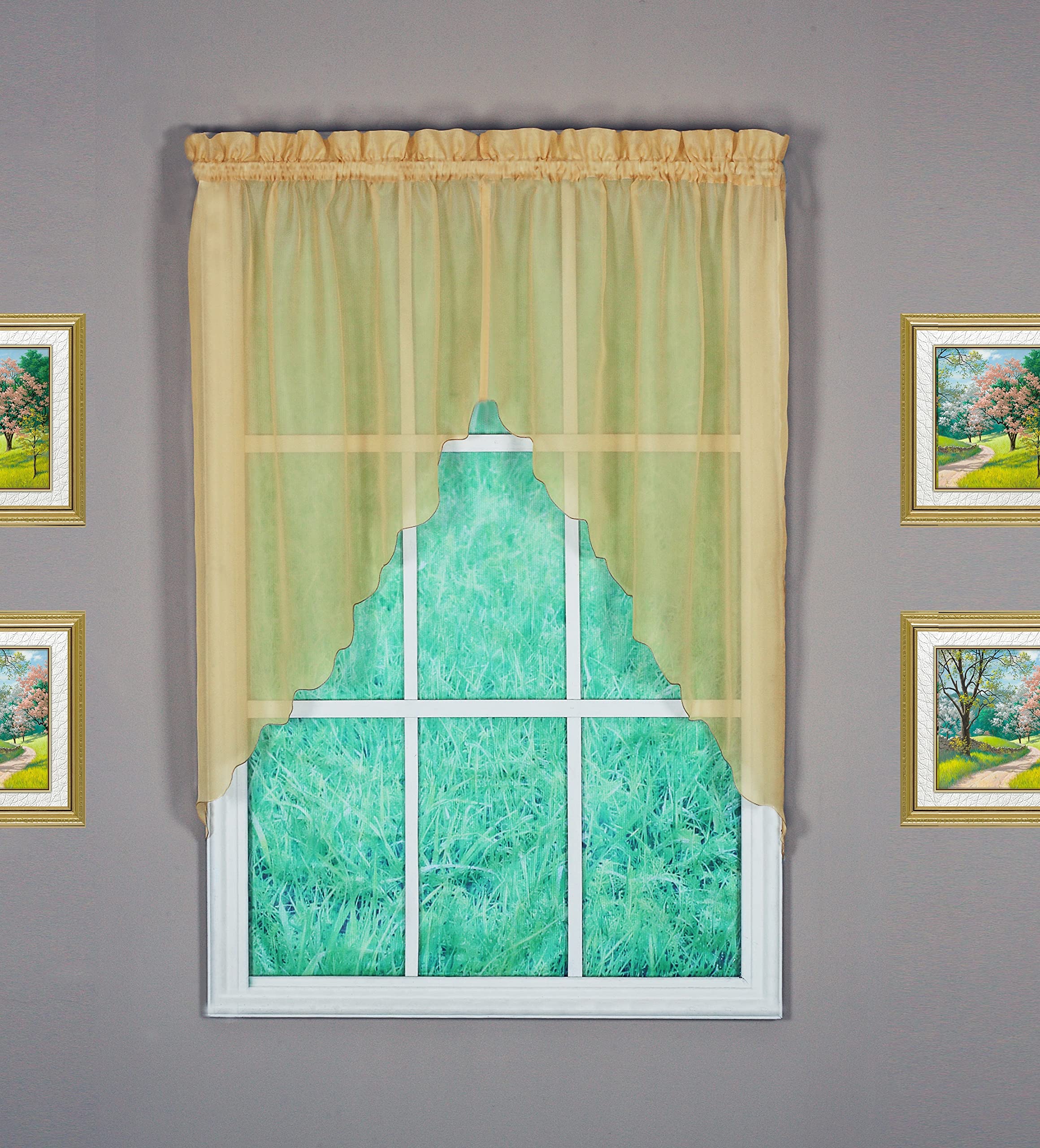 Today'S Curtain Emelia Original Voile Swag Pair 38', Gold, 60'W X 38'L