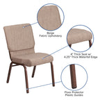 Flash Furniture Hercules Series 18.5''W Stacking Church Chair In Beige Fabric - Copper Vein Frame