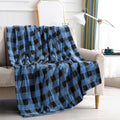 Elegant Comfort Velvet Touch Ultra Plush Christmas Holiday Buffalo Plaid Fleece Throw/Blanket-50 X 60Inch, Buffalo Blue