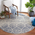 SAFAVIEH Madison Collection 9 Round Cream / Royal Blue MAD604A Glam Ogee Trellis Distressed Non-Shedding Dining Room Entryway F