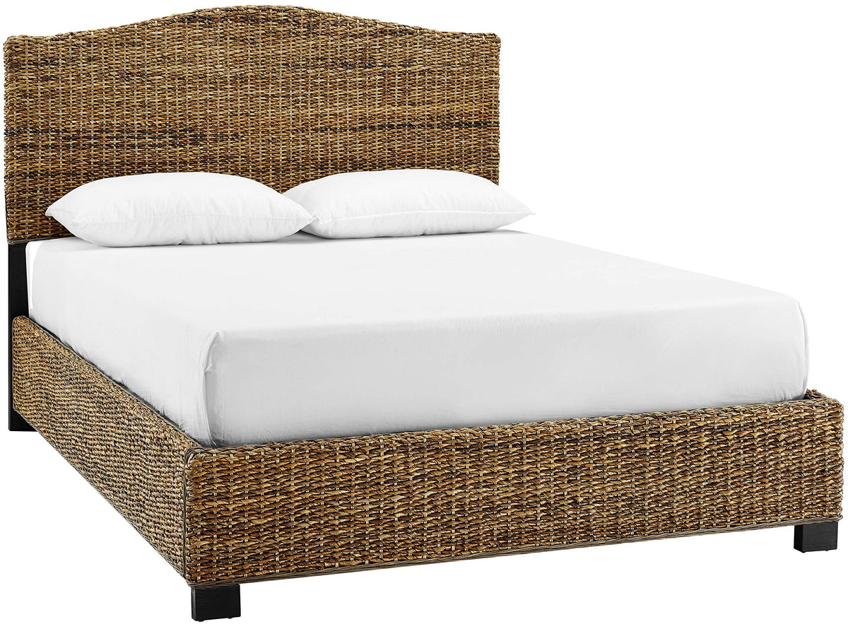 Crosley Furniture Serena Bed, Handwoven Natural Fiber Rattan Headboard and Footboard Set, Banana Leaf, Queen