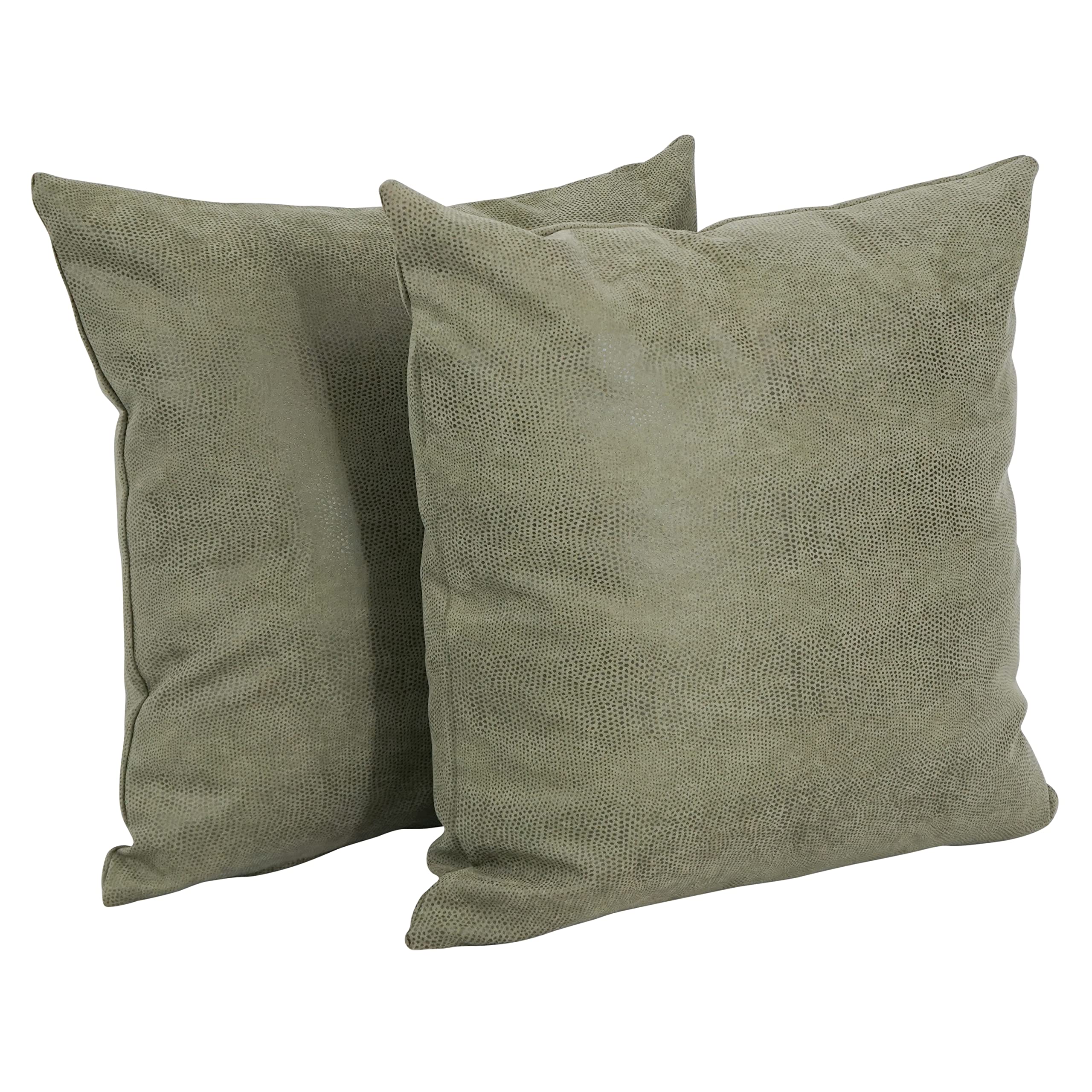 Blazing Needles 17-Inch Faux Leather Throw Pillow, Sage Green 2 Count